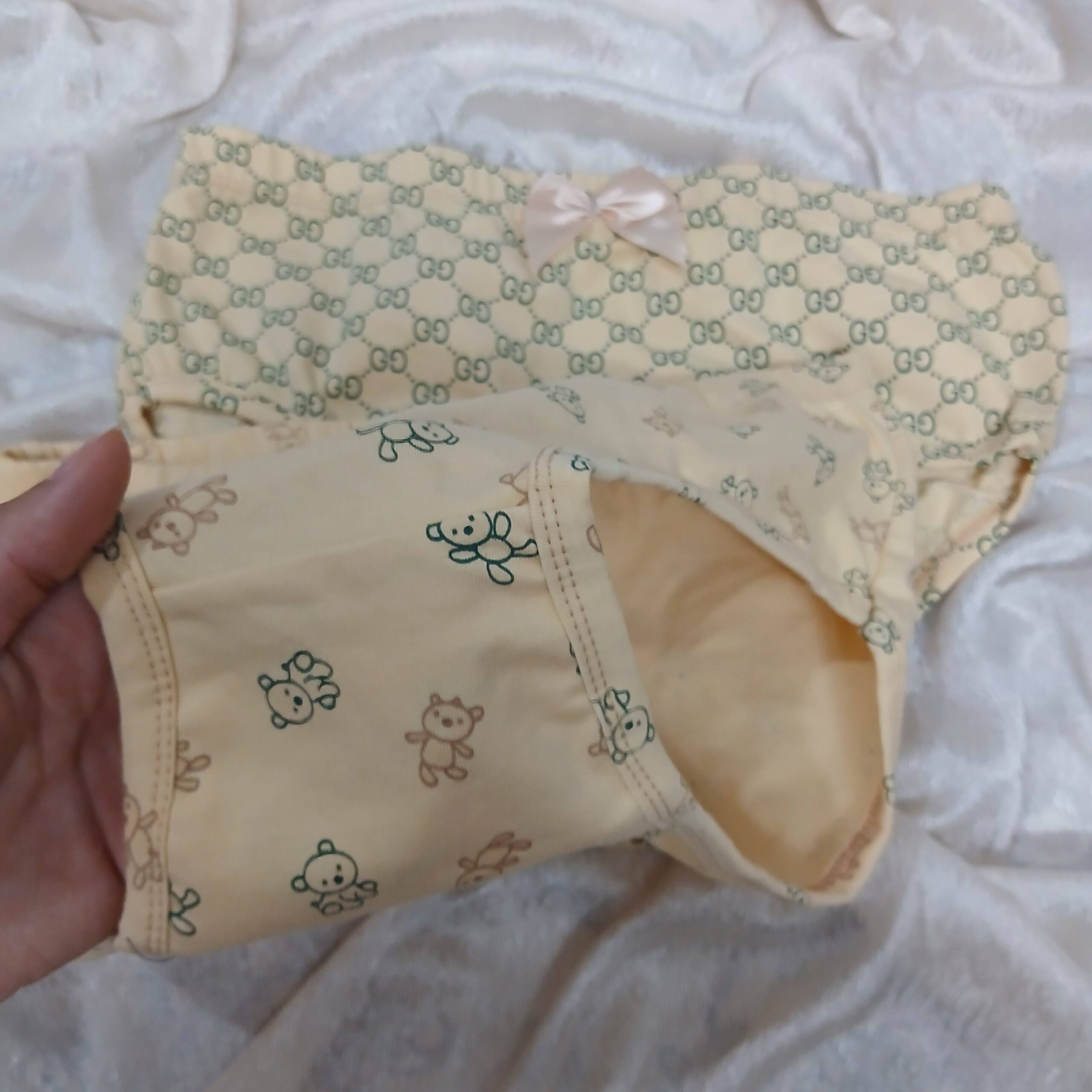 شورت دخترانه عروسکی طرحدار،رنگ کرمی،سایزXL