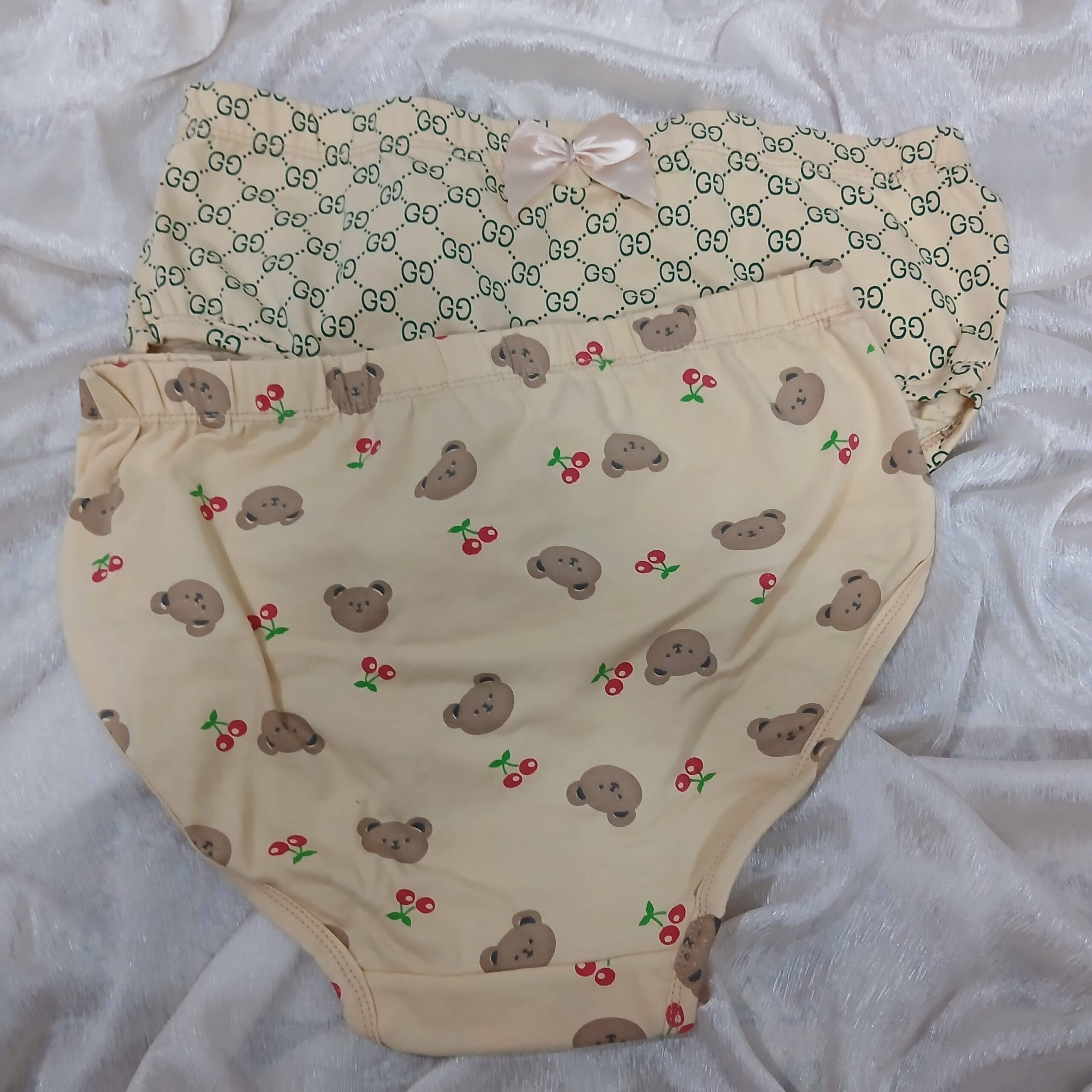 شورت دخترانه عروسکی طرحدار،رنگ کرمی،سایزXL