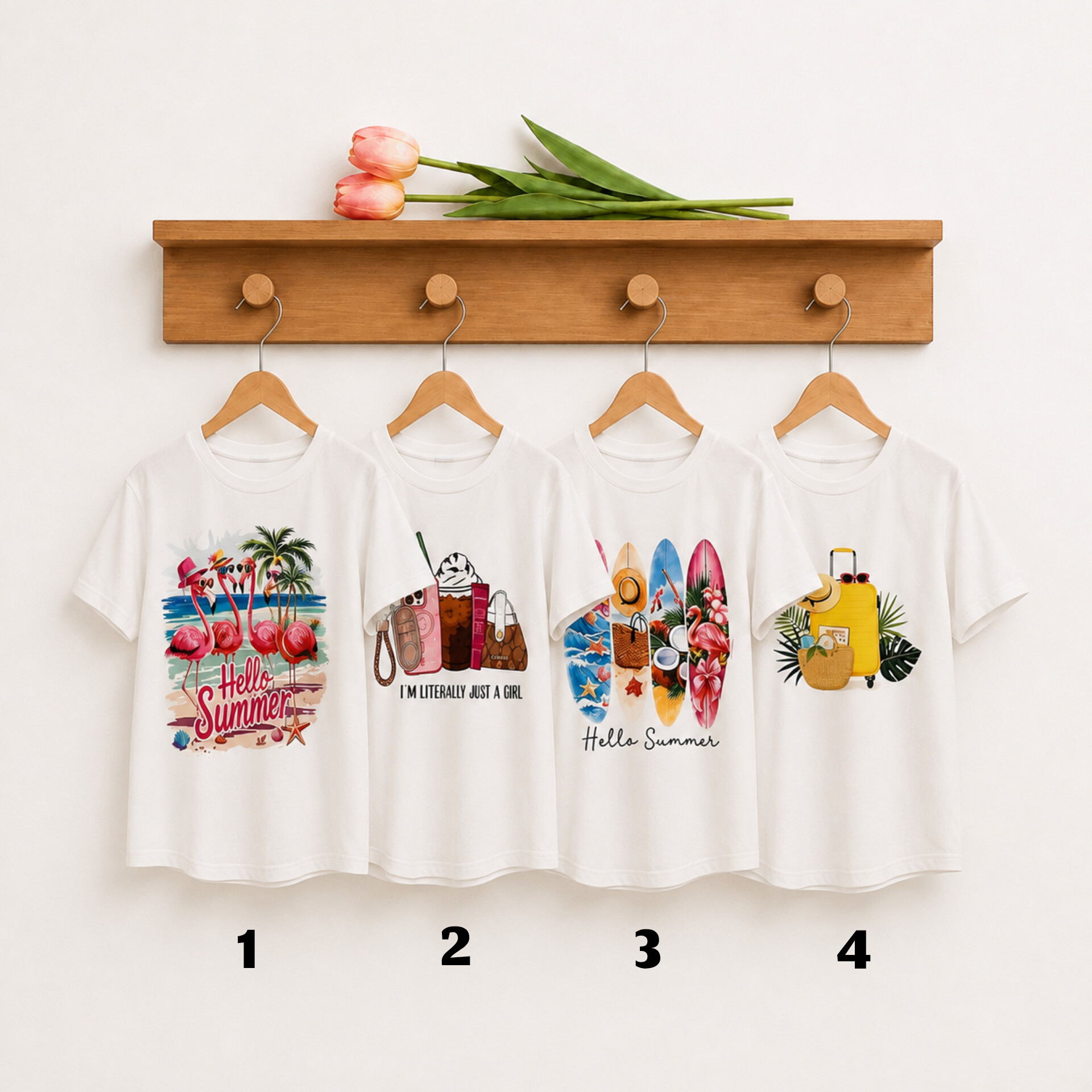 تیشرت باکسی فری سایز طرح Hello summer